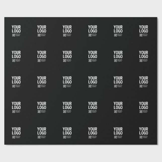 Papier Cadeau Votre logo avec code QR et texte modifiables  (Plat)