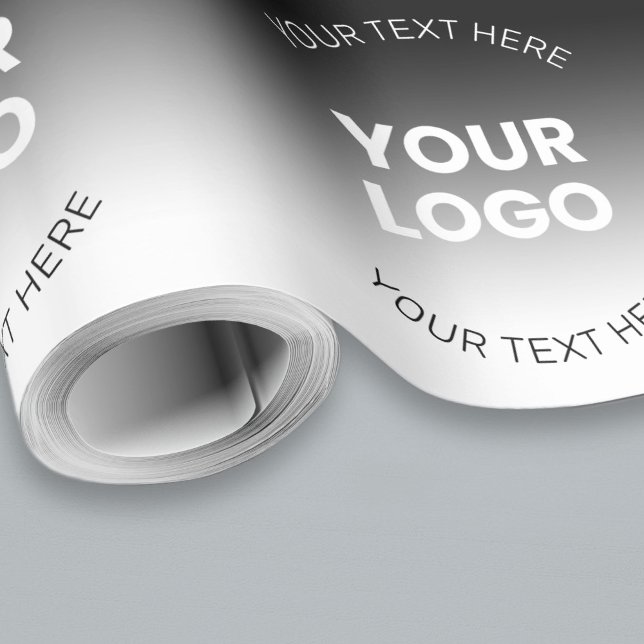 Papier Cadeau Votre logo | Dégradé noir et blanc moderne modifia (Créateur téléchargé)
