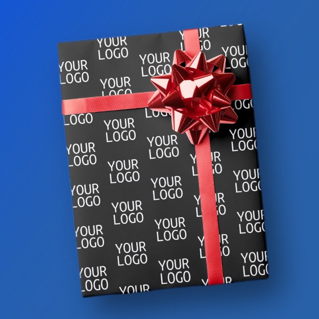 Papier Cadeau Votre logo d'entreprise | Motif élégant en demi-pa (Créateur téléchargé)