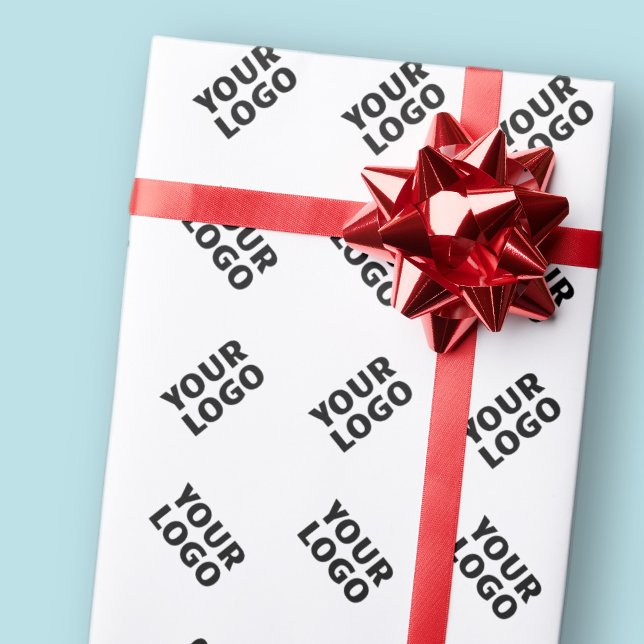 Papier Cadeau Votre logo | Motif répété de substitution simple (Créateur téléchargé)