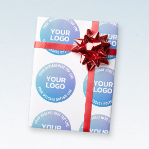 Papier Cadeau Votre logo   Ombre de bleu à violet et texte circu
