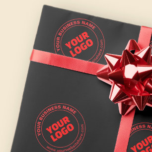 Papier Cadeau Votre logo ou image et texte modifiable, rouge ou 