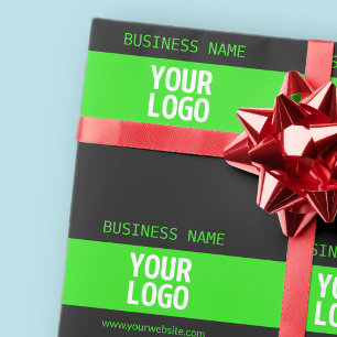 Papier Cadeau Votre logo ou image Noir et vert brillant