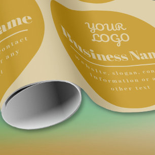 Papier Cadeau Votre Logo Retro-Moderne Or Foncé & Lumière