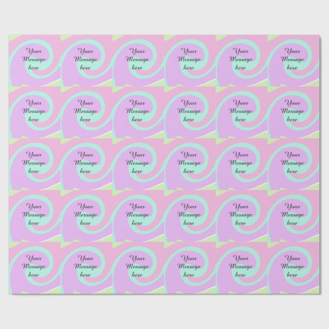 Papier Cadeau Votre message ici ajouter texte nom monogramme ros (Plat)