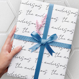 Papier Cadeau Votre nom de famille Motif noir et blanc