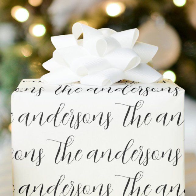 Papier Cadeau Votre nom de famille Motif noir et blanc (Créateur téléchargé)