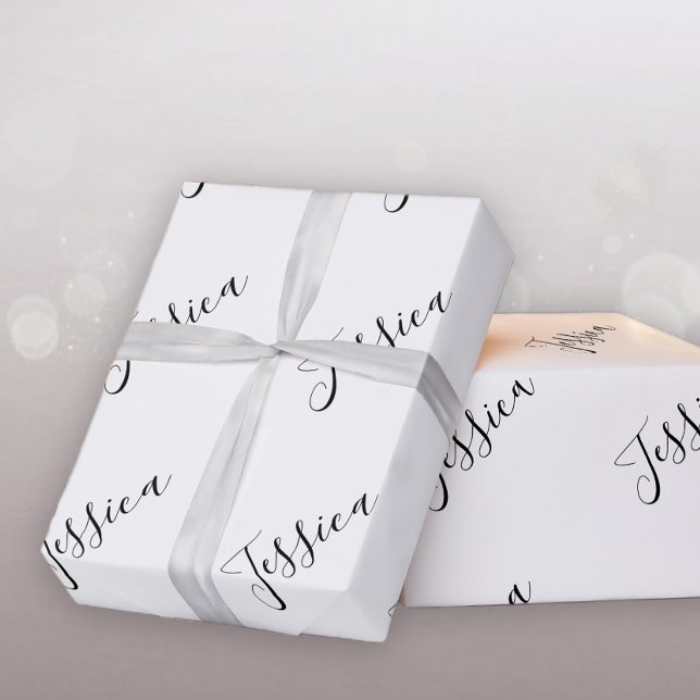 Papier Cadeau Votre nom | Écriture élégante (Créateur téléchargé)