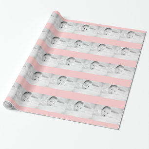 Papier Cadeau votre photo de bébé avec les rayures roses