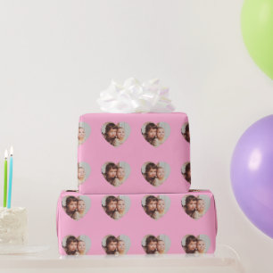 Papier Cadeau Votre photo personnalisée dans un motif de coeur