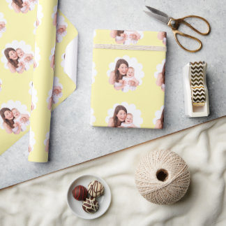Papier Cadeau Votre photo personnalisée dans une fleur sur fond