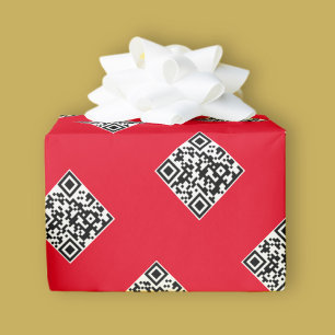 Papier Cadeau Votre propre code QR   Motif répétitif simple