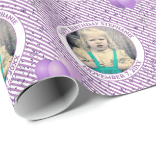 Papier Cadeau Votre Texte.Photo Lavendar/Blancs simples