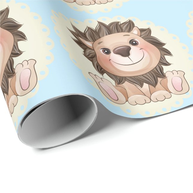 Papier Cadeau Vous êtes Grrreat Cute Lion Baby Boy (Coin rond)
