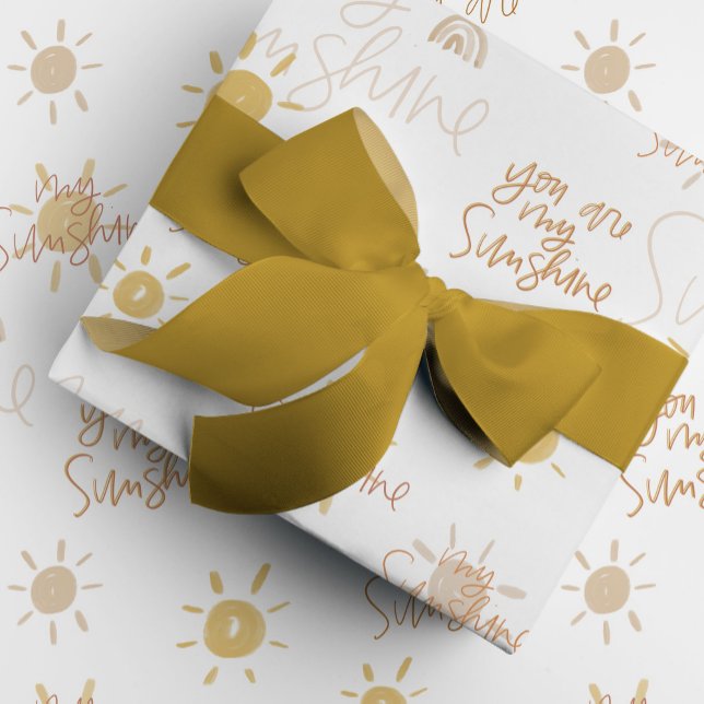 Papier Cadeau Vous êtes mon soleil en jaune (Yellow You Are My Sunshine watercolor and hand lettered gift wrapping paper.)