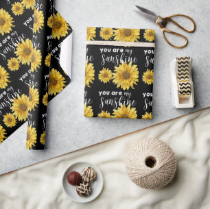 Papier Cadeau Vous êtes mon soleil Tournesol noir jaune brillant