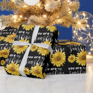 Papier Cadeau Vous êtes My Sunshine Noir et Bright Sunflower