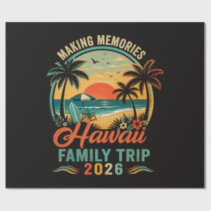 Papier Cadeau Voyage de Famille à Hawaï Coucher de Soleil Tropic