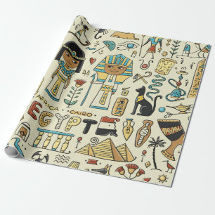 Papier Cadeau Voyage en Egypte. Motif transparent
