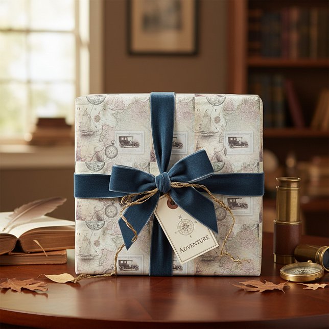 Papier Cadeau Voyage vintage  (Créateur téléchargé)