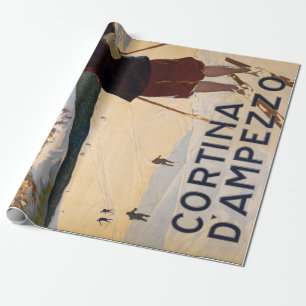 Papier Cadeau Voyage vintage de ski de Cortina d'Ampezzo Italie