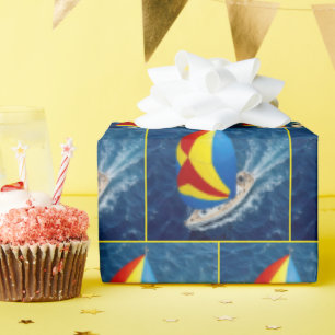 Papier Cadeau Vue aérienne d'un voilier avec spinnaker