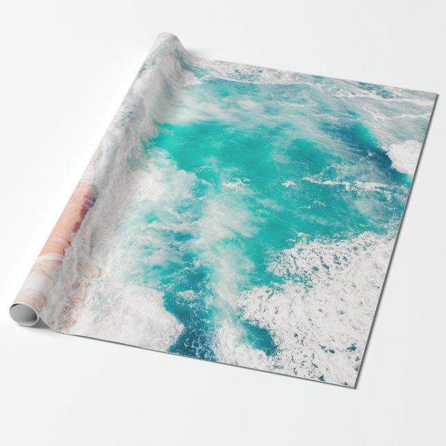 Papier Cadeau Vue des oiseaux sur les vagues de l'océan (Déroulé)