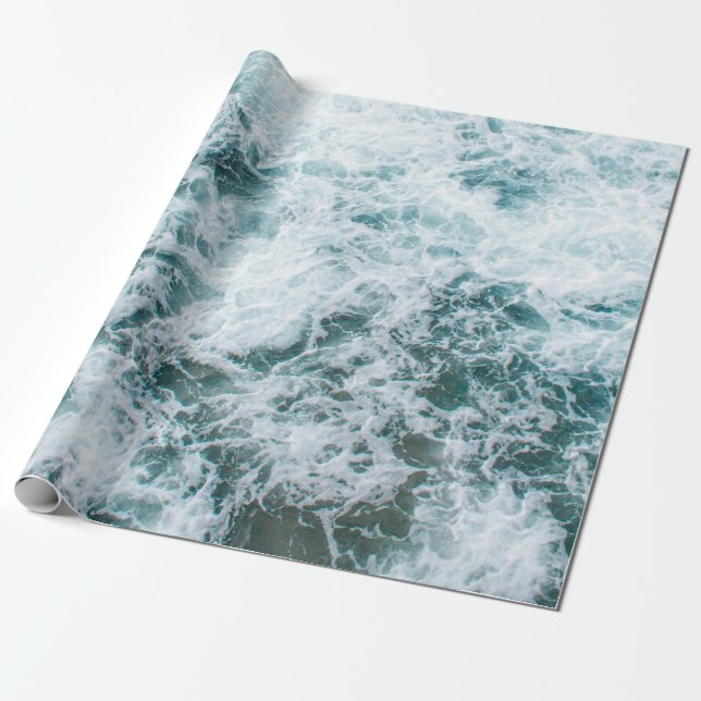 Papier Cadeau Vue du haut des vagues océaniques (Déroulé)