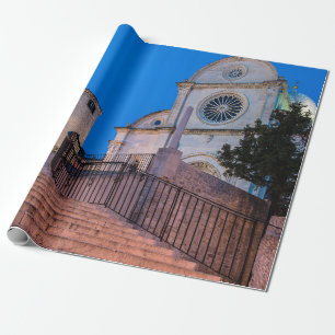 Papier Cadeau Vue nocturne des escaliers et de l'église à Split,