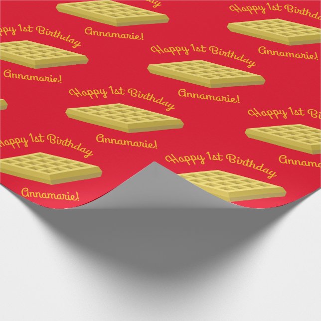 Papier Cadeau Waffle Cute Breakfast Brunch Enfants 1er Anniversa (Coin)