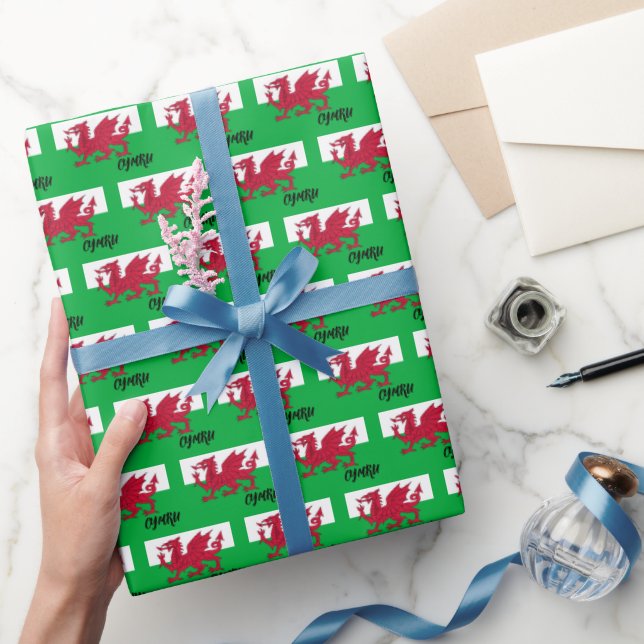 Papier Cadeau Wales Wrapper Paper, Gallois Drapeau patriotique (Cadeaux)