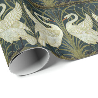 Papier Cadeau Walter Crane Swan & Rush and Iris Victorian 