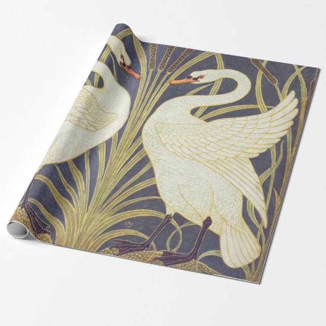 Papier Cadeau Walter Crane Swan, Rush Et Iris Art Nouveau (Déroulé)