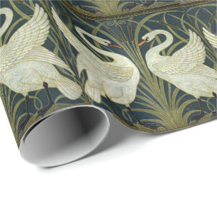 Papier Cadeau Walter Crane Swan & Rush et Iris victorien