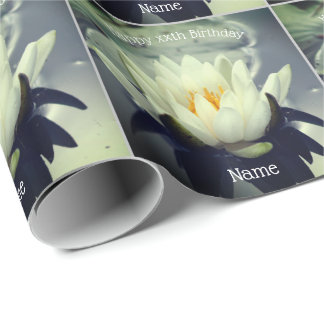 Papier Cadeau Water Lily Lotus Flower Personnalisé Anniversaire