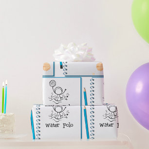 Papier Cadeau Water Polo Doodle Croquis Eau Levée À La Main Spor