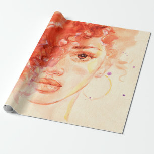 Papier Cadeau Watercolor belle fille