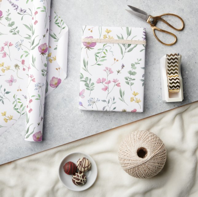 Papier Cadeau Watercolor floral Wrapping Paper (Artisanat)