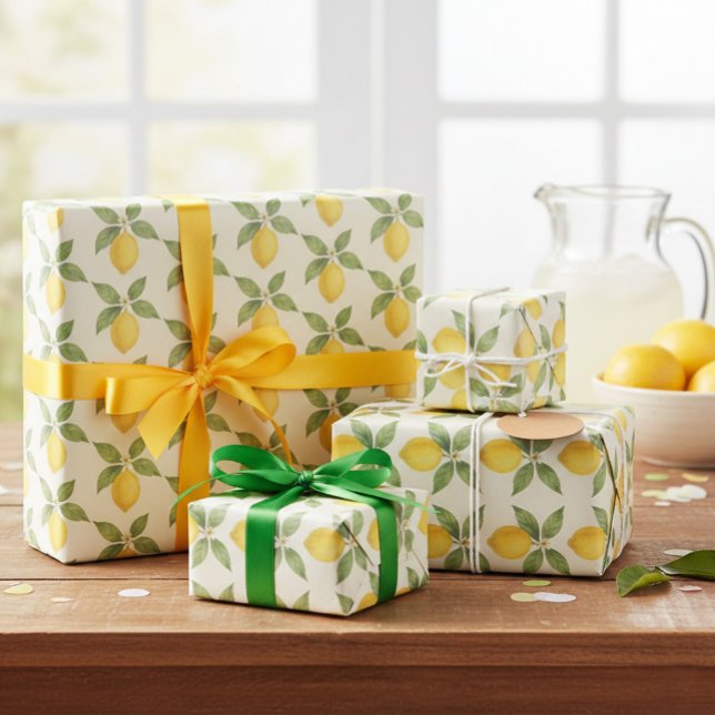 Papier Cadeau Watercolor Lemon Wrapping Paper (Créateur téléchargé)