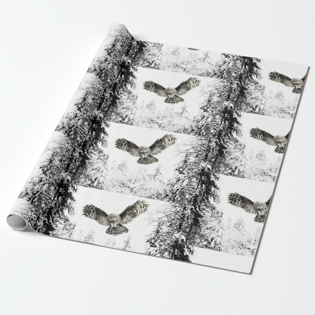 Papier Cadeau Watercolor Owl Flight (Déroulé)