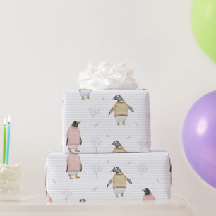 Papier Cadeau Watercolor Penguin Birds Christmas Nature Art