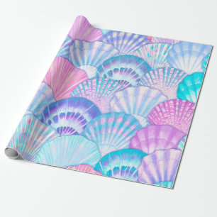 Papier Cadeau Watercolor sea shell seamless pattern. Hand drawn