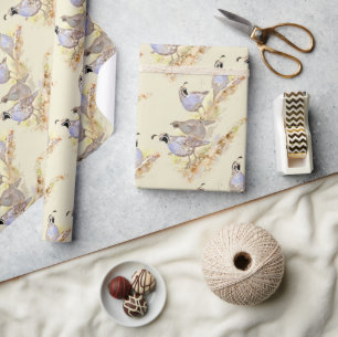 Papier Cadeau Watercolor Style California Quail Birds Faune