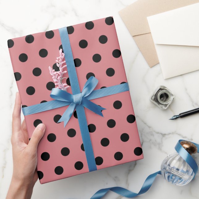 Papier Cadeau Watermelon Pois rose et noir (Cadeaux)