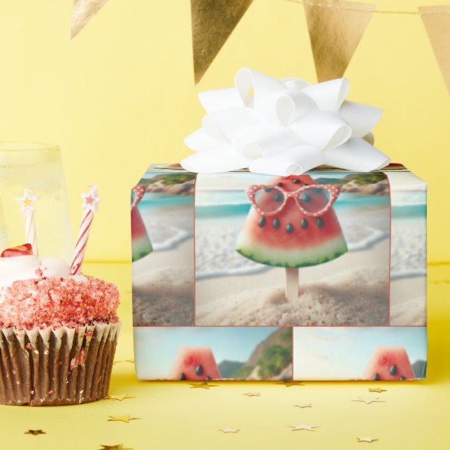 Papier Cadeau Watermelon Popsicle portant des lunettes de soleil (Fête d'anniversaire)