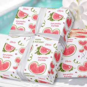 Papier Cadeau Watermelon rose été Anniversaire Nom de la fille T