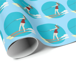 Papier Cadeau Waterski de style Vintage