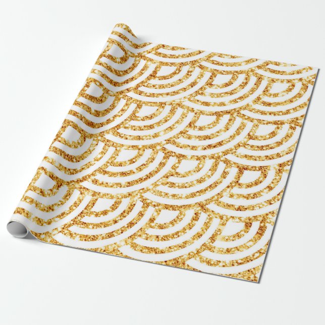 Papier Cadeau Wave Gold Sun Parties scintillant Boho Populaire C (Déroulé)