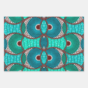 Papier cadeau Wax Africain turquoise