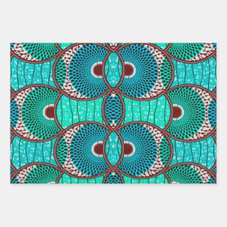 Papier cadeau Wax Africain turquoise